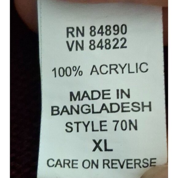 Mens Haband XL Maroon Full Zip Cable Knit Sweater 100% Acrylic Y2K Preppy Cabin - Picture 5 of 7